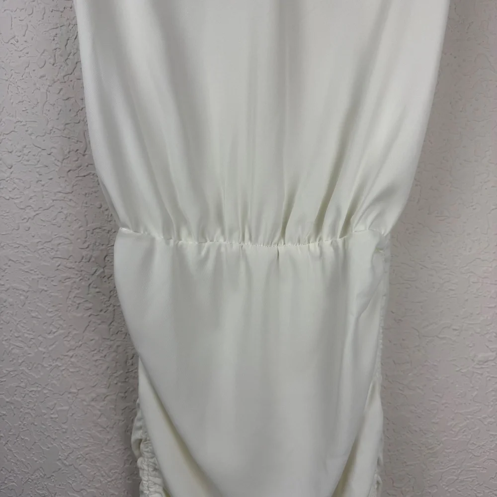 Amanda Uprichard Womens White Ruched Aisling Sleeveless Midi Dress Size S - Picture 9 of 11
